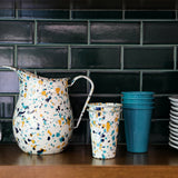 Enamelware 2 Quart Pitcher, Blue Tides