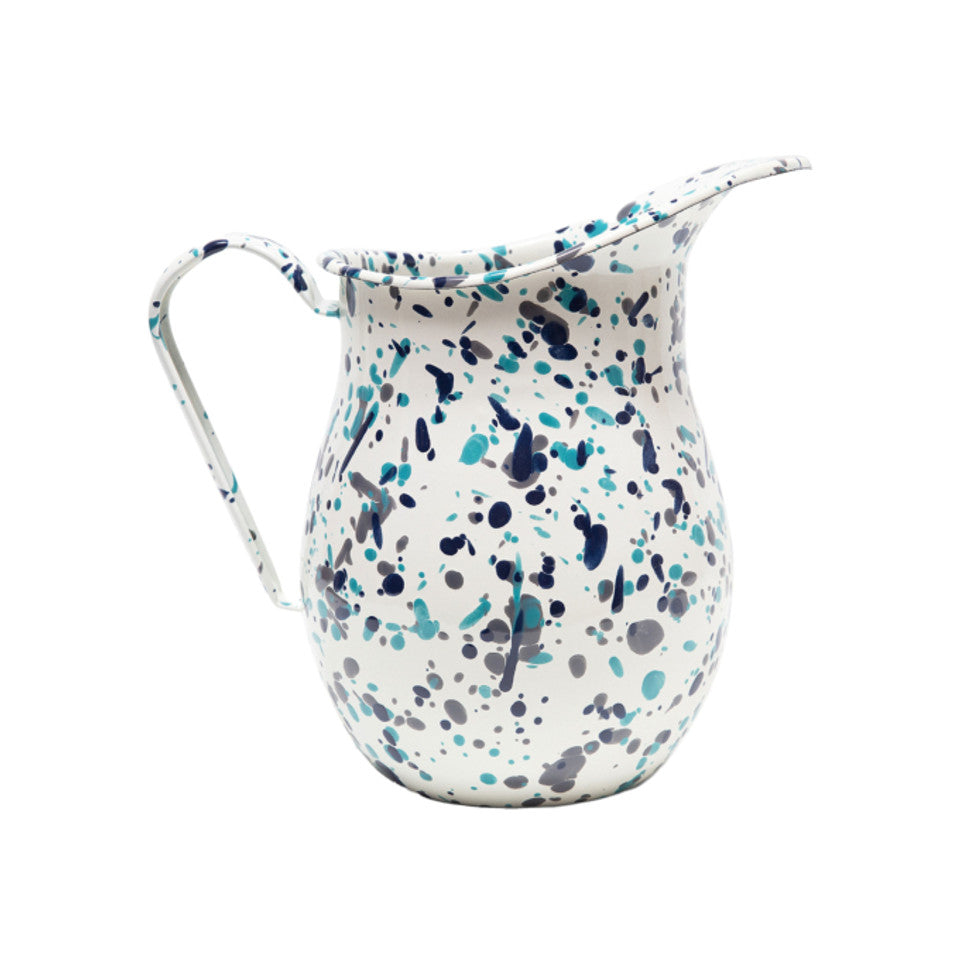 Enamelware 2 Quart Pitcher, Blue Tides