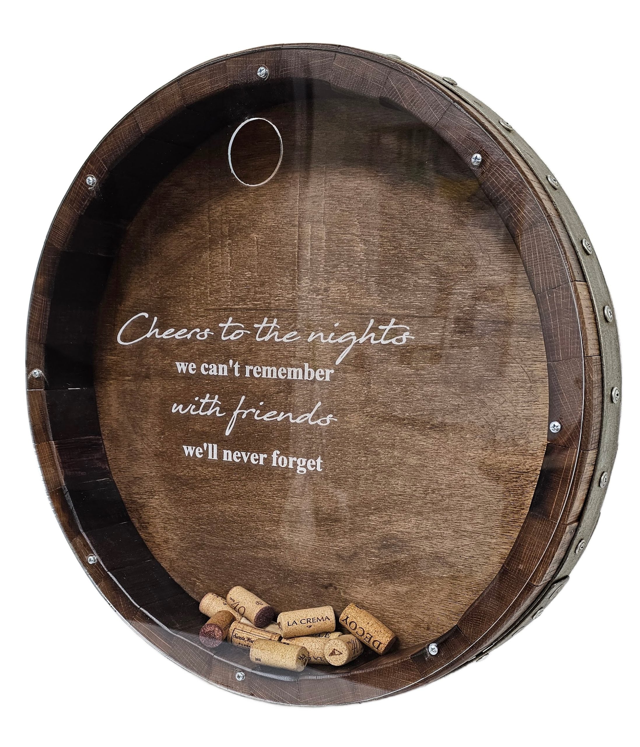Wall Mounted Cork Holder Display Handcrafted from Reclaimed Wine Barrels