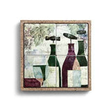 Earthenware Coaster Set of 4 in a Cork Tray, Wine Bottles