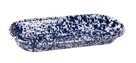 Oval Basket, Cobalt Blue Swirl