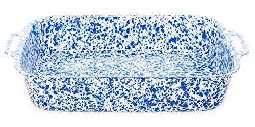 Crow Canyon Lasagna Pan Enamelware, Blue Marble