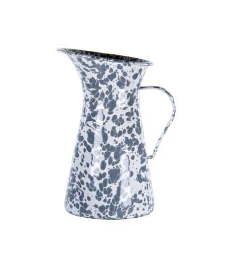 2.25 Quart Enamelware Pitcher, Grey Swirl