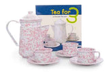 Children's Pink Marble Enamelware Tea Set, 7 Piece