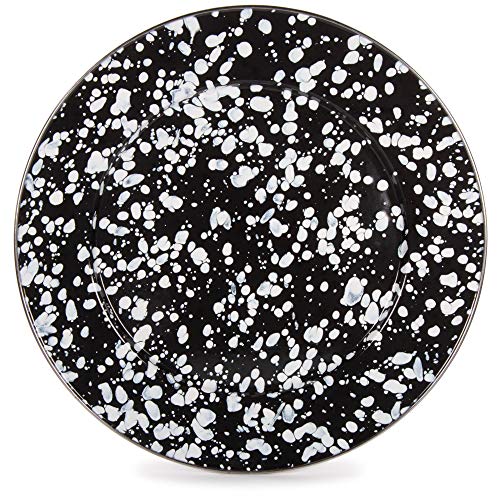 Charger Plates, 12.5", White Swirl on Black Enamelware