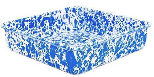 Enamelware Brownie or Square Pan, Blue Marble