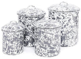4 Piece Canister Set with Lids, Grey Marble