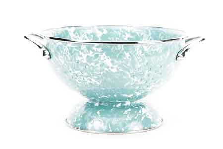 Sea Glass Swirl Enamelware 3 Quart Colander