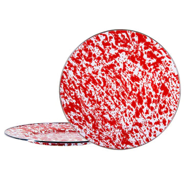Charger Plates, 12.5", Red Swirl Enamelware