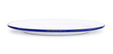 Buffet Plate 12" Enamelware, Vintage Style Blue Rim, Set of 4