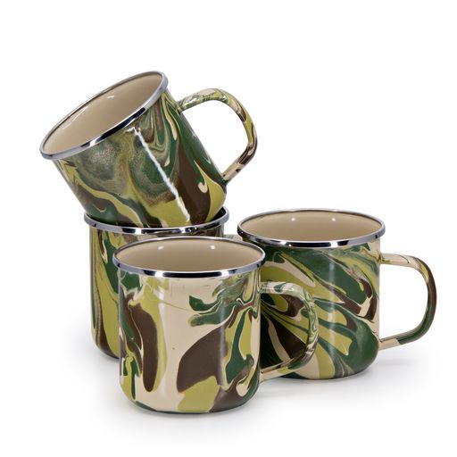 Camouflage Pattern Enamelware 12 oz. Mug, Set of 4