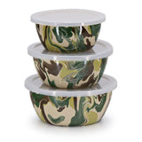 Camouflage Pattern Enamelware Nesting Bowl Set of 3