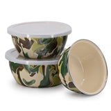 Camouflage Pattern Enamelware Nesting Bowl Set of 3