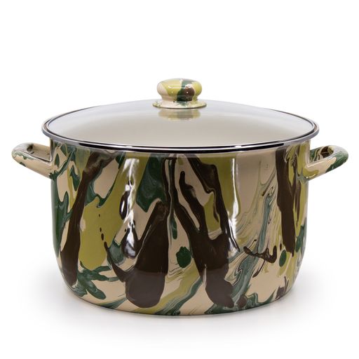 18 Quart Stock Pot, Camouflage Pattern Enamelware