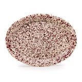 Crow Canyon Enamel Oval Platter, Burgundy on Cream Splatter