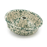 Crow Canyon Enamel Bundt Pan, Green on Cream Splatter