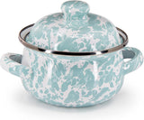 Golden Rabbit Sea Glass Swirl Enamelware Tureen Bowls, Set of 2