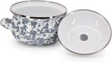 Golden Rabbit Grey Swirl Enamelware Tureen Bowls, Set of 2