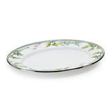 Golden Rabbit Enamel Oval Platter, Herbs Pattern