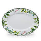 Golden Rabbit Enamel Oval Platter, Herbs Pattern
