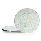 Golden Rabbit Enamel Dinner Plates, Set of 4 Jardin Swirl (Green, Blue, White)
