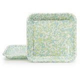 Golden Rabbit Square Enamel Baking Sheet, Jardin Swirl (Green, Blue, White)