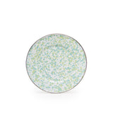 Golden Rabbit Enamel Sandwich or Salad Plate, Set of 4, Jardin Swirl (Green, Blue, White)