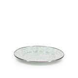 Golden Rabbit Enamel Sandwich or Salad Plate, Set of 4, Jardin Swirl (Green, Blue, White)