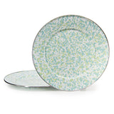Golden Rabbit Enamel Charger Plates, 12.5", Jardin Swirl (Green, Blue, White)