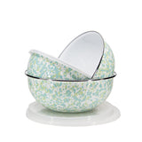 Golden Rabbit Enamelware Mixing Bowl 3 Piece Set with Lids, Jardin Swirl