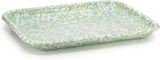 Golden Rabbit Small Rectangular Enamel Tray Baking Sheet, Jardin Marble