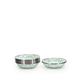 Golden Rabbit Enamel Tasting Dish, Jardin Swirl (Green, Blue, White), Set of 6