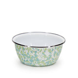 Golden Rabbit Enamel Cereal or Salad Bowls, Set of 4, Jardin Swirl (Green, Blue, White)