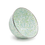 Golden Rabbit Enamel Salad Serving Bowl, Jardin Swirl (Green, Blue, White)