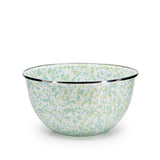Golden Rabbit Enamel Salad Serving Bowl, Jardin Swirl (Green, Blue, White)
