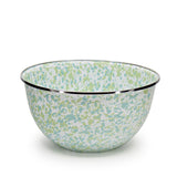 Golden Rabbit Enamel Salad Serving Bowl, Jardin Swirl (Green, Blue, White)