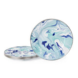 Golden Rabbit Lagoon Blue Swirl Enamelware Dinner Plate, 10.5", Set of 4