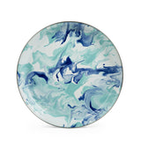 Golden Rabbit Lagoon Blue Swirl 15.5" Enamelware Serving Tray