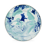 Golden Rabbit Enamelware Charger Plates, 12.5", Lagoon Blue Swirl