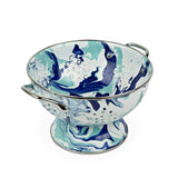 Golden Rabbit Lagoon Blue Swirl Enamel 3 Quart Colander