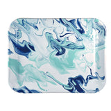 Golden Rabbit Small Rectangular Enamel Tray Baking Sheet, Lagoon Blue Marble