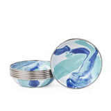 Golden Rabbit Enamelware Tasting Dish, 4.25", Lagoon Blue Swirl, Set of 6