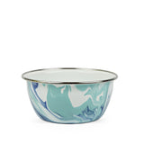 Golden Rabbit Lagoon Blue Swirl Enamelware Cereal or Salad Bowls, Set of 4