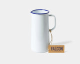 Falcon Enamelware 3 Pint Jug Pitcher, White with a Blue Rim