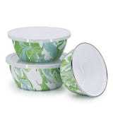 Modern Monet Swirl Enamelware Nesting Bowl Set of 3