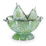 Golden Rabbit 3 piece Modern Monet Green Swirl Enamelware Colander Set