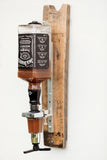Wall Mounted Liquor Alcohol Whiskey Dispenser on Reclaimed Wood Barrels