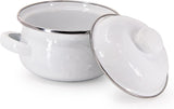Golden Rabbit White Enamelware Tureen Bowls, Set of 2