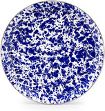 Golden Rabbit Cobalt Blue Swirl Small Tray with Stainless Steel Rim, 12"