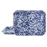Golden Rabbit Small Rectangular Enamel Tray Baking Sheet, Cobalt Blue Swirl